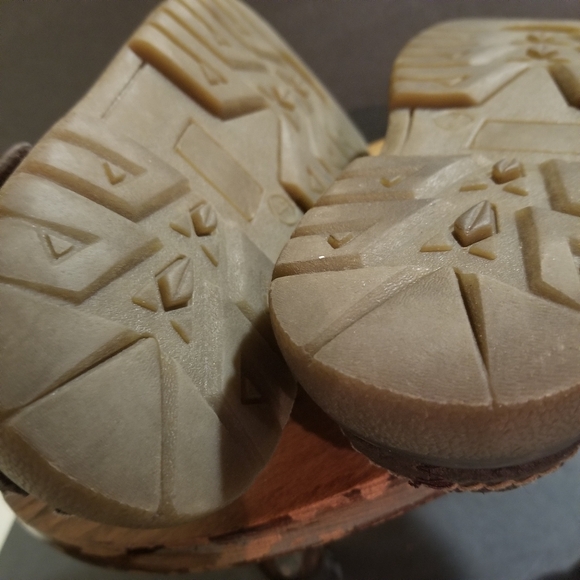 Y2k 90s Emergency Exit Thick Chunky Sole Slip On Sandals Brown Sz 7 buckle - Picture 10 of 14